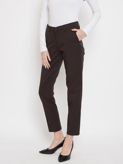 Brown Slim fit Chinos - Women Trousers