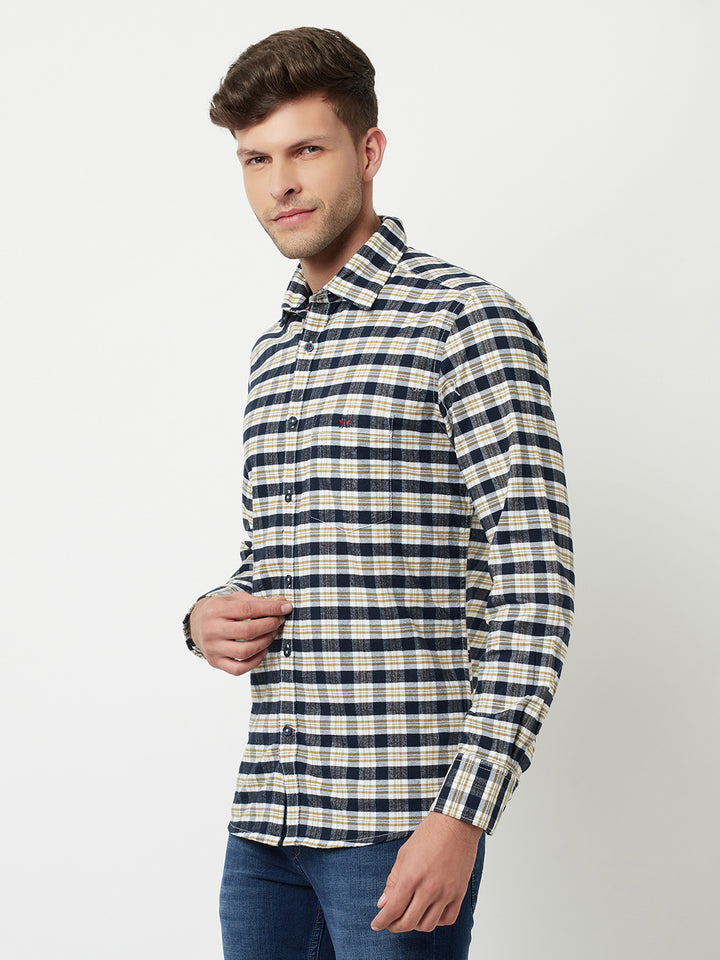 Navy Blue Tartan Checked Shirt-Men Shirts-Crimsoune Club