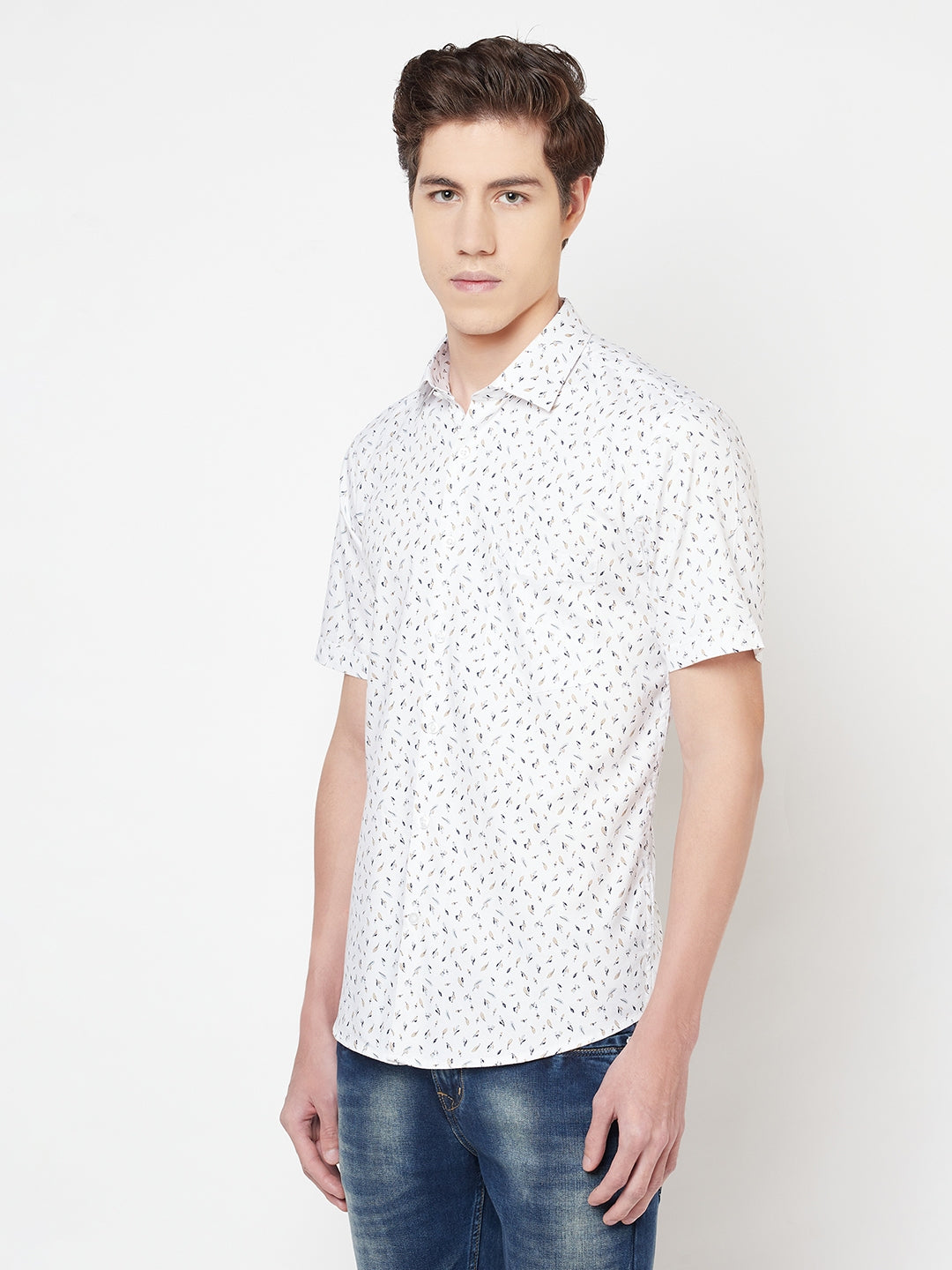 White Floral Shirt - Men Shirts