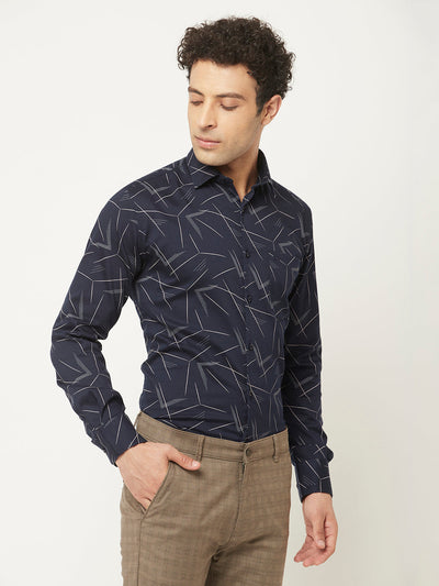   Navy Blue Abstract Print Shirt