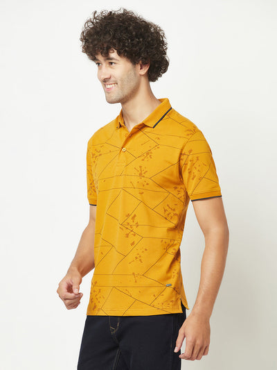  Mustard Abstract Polo T-Shirt