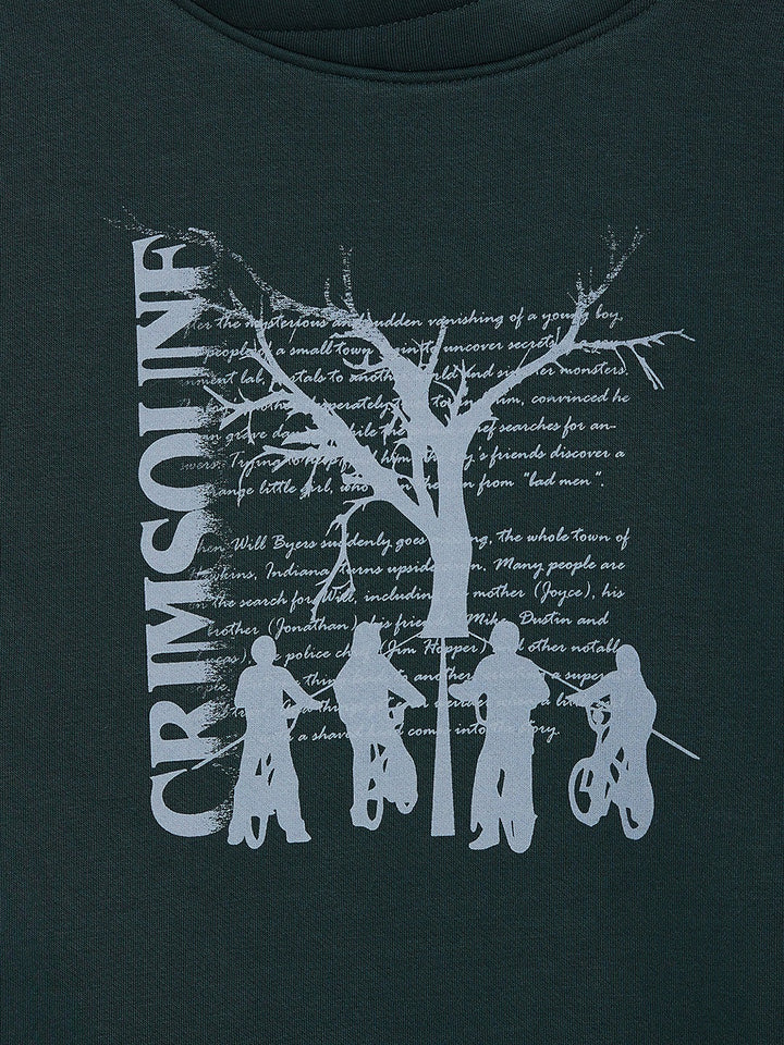 Green Printed High Neck Sweatshirt - Boys Sweatshirts