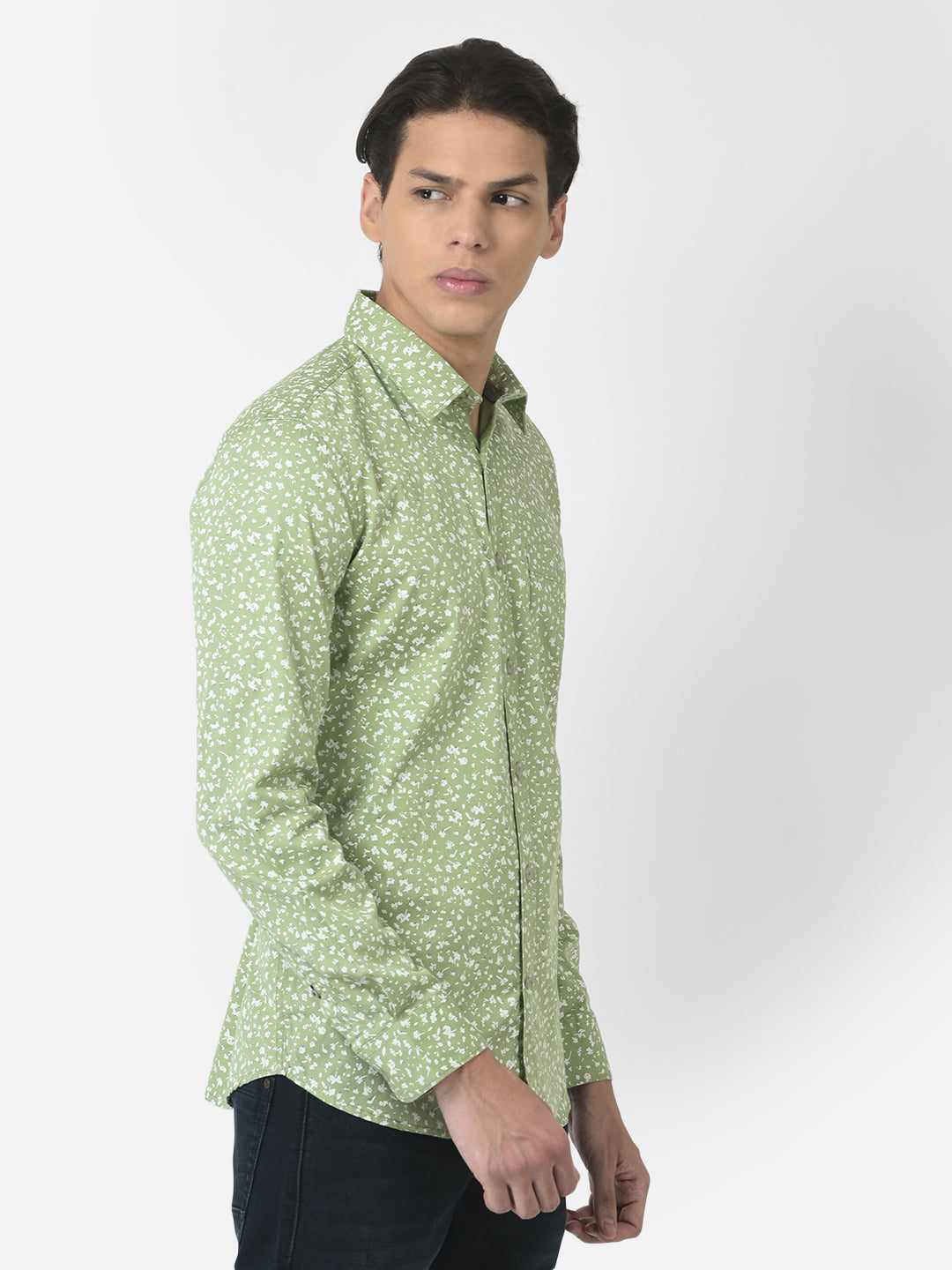 Light Green Shirt in Floral Print 