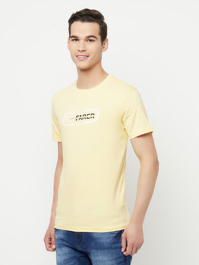 Yellow Printed Round Neck T-Shirt - Men T-Shirts