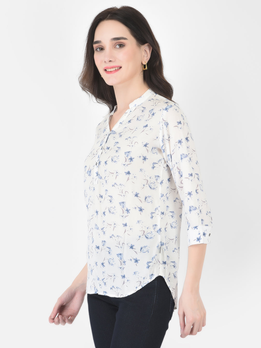 White Floral Top - Women Tops