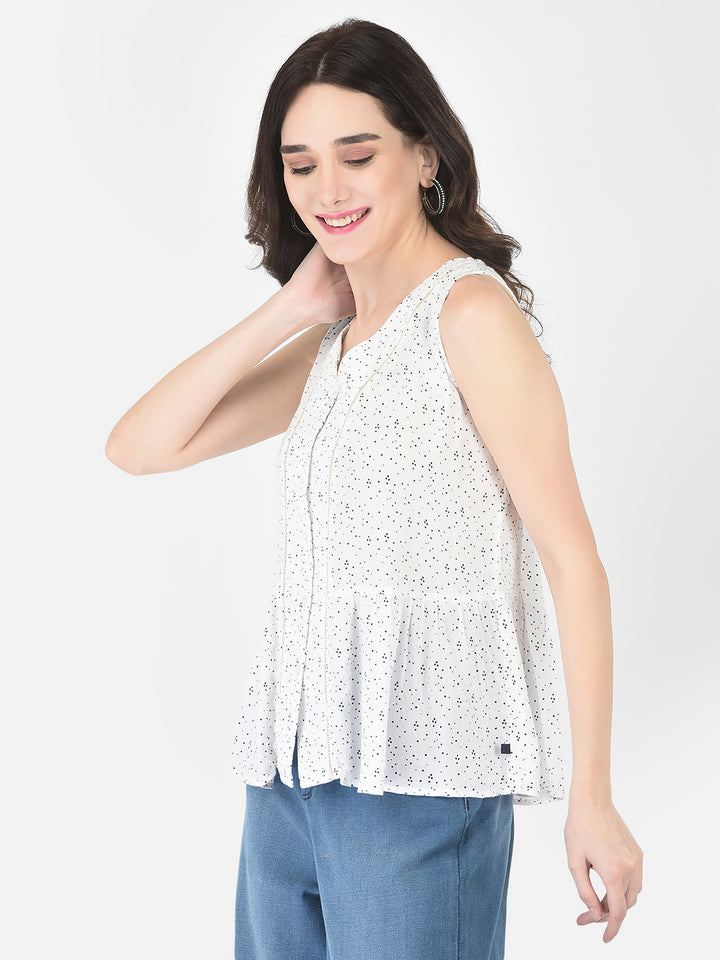 White Polka Empire Top - Women Tops