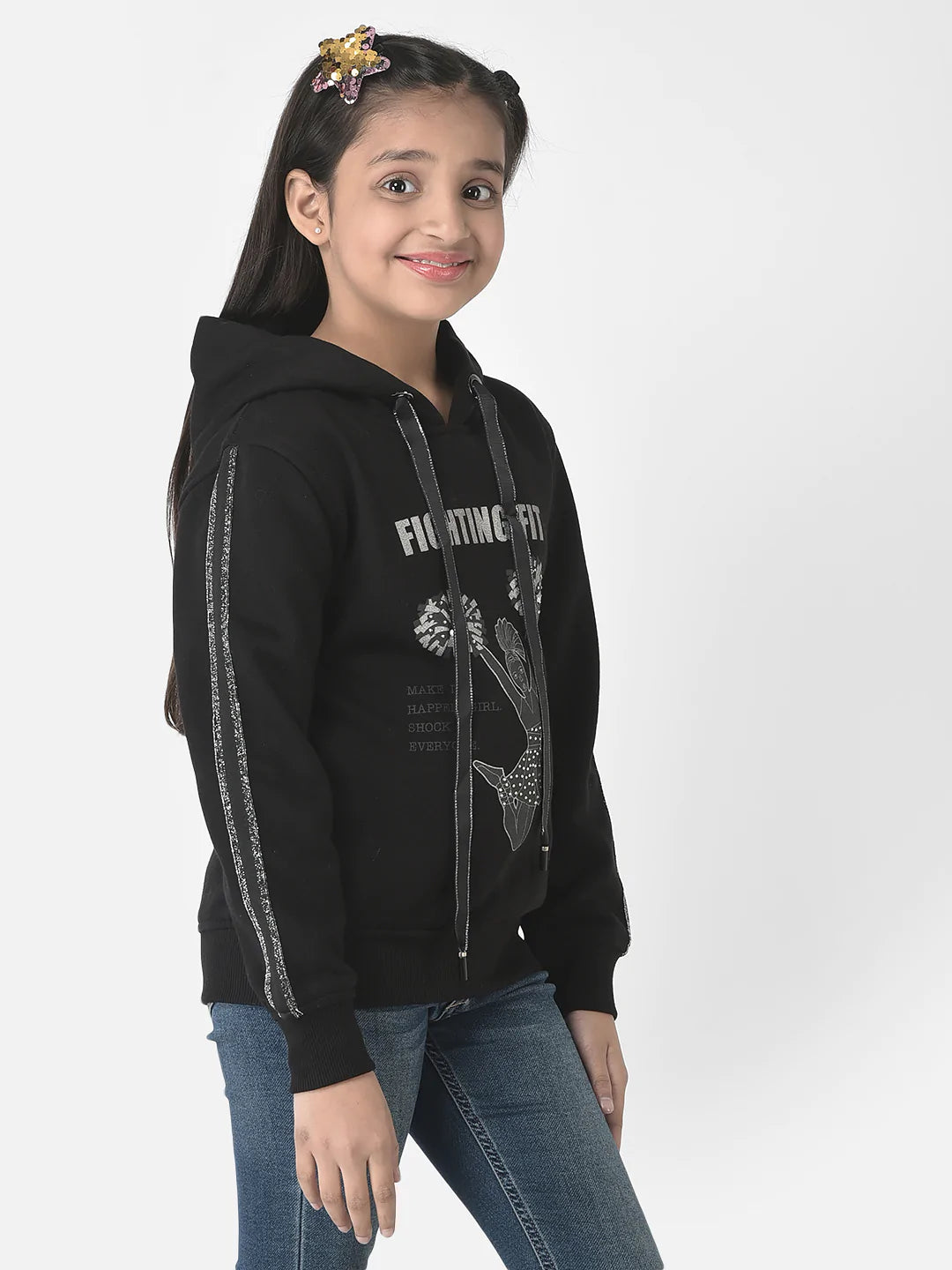  Black Graphic Cheerleaders Hoodie 