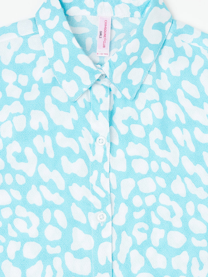 Blue Printed Casual Shirt - Girls Shirts