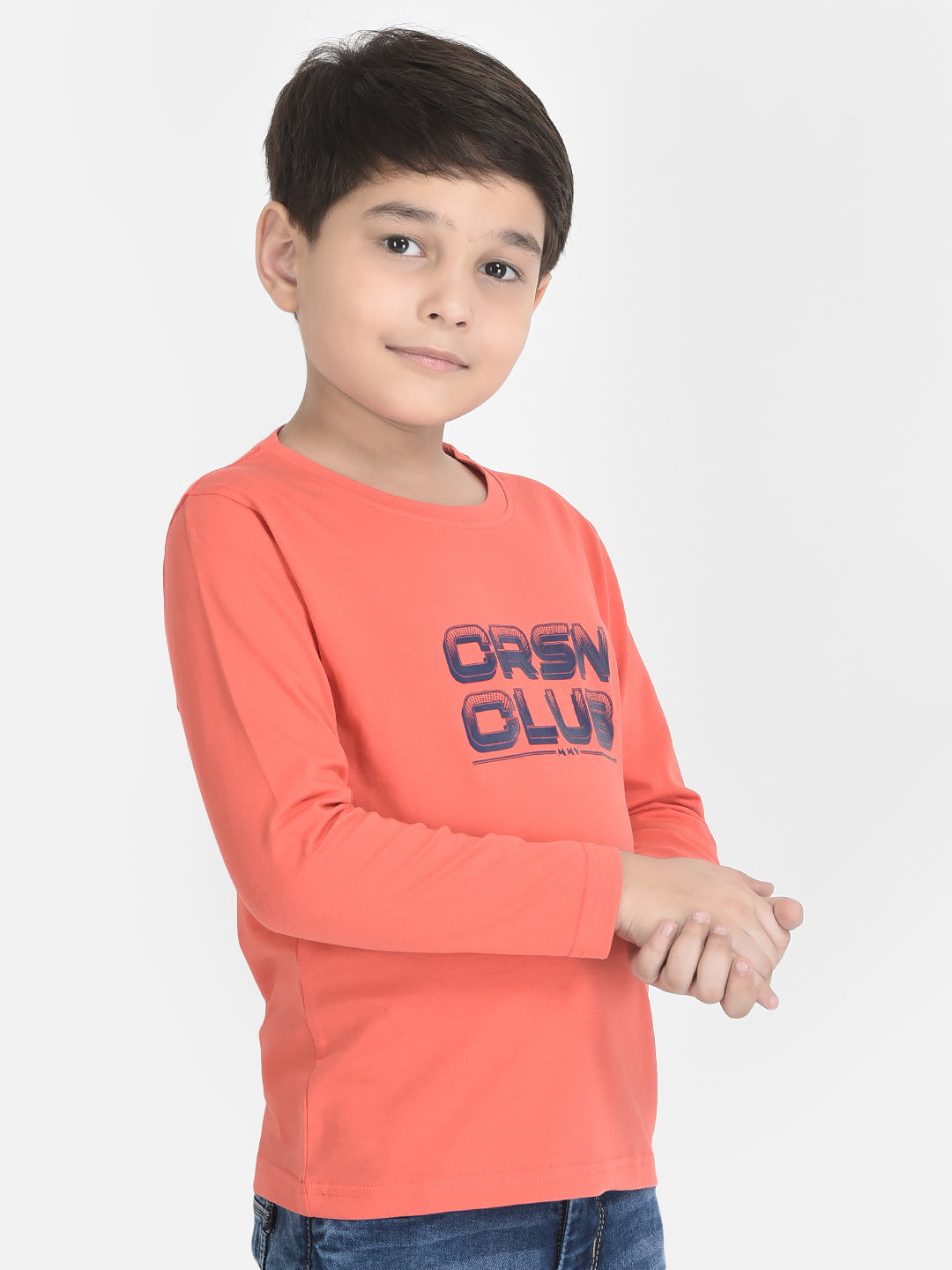 Coral Pink Typographic T-Shirt-Boys T-Shirts-Crimsoune Club