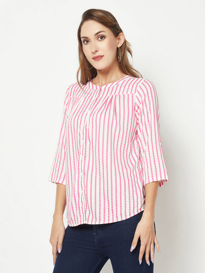  Magenta Pink Striped Shirt