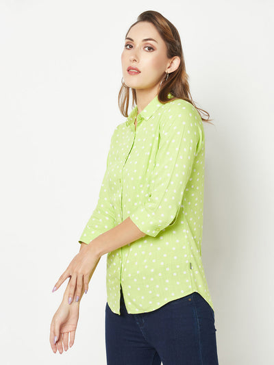  Light Green Polka-Dotted Shirt
