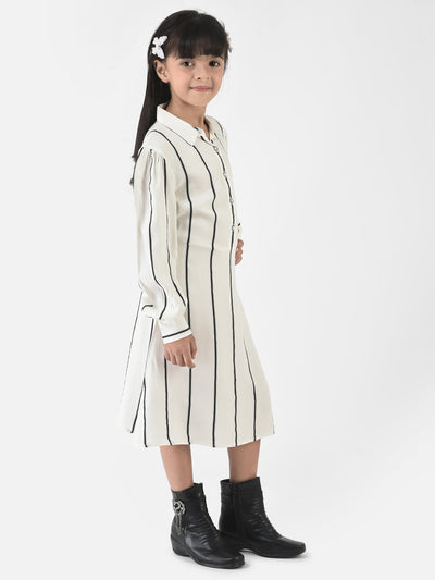 Off-White Dress with Stripes