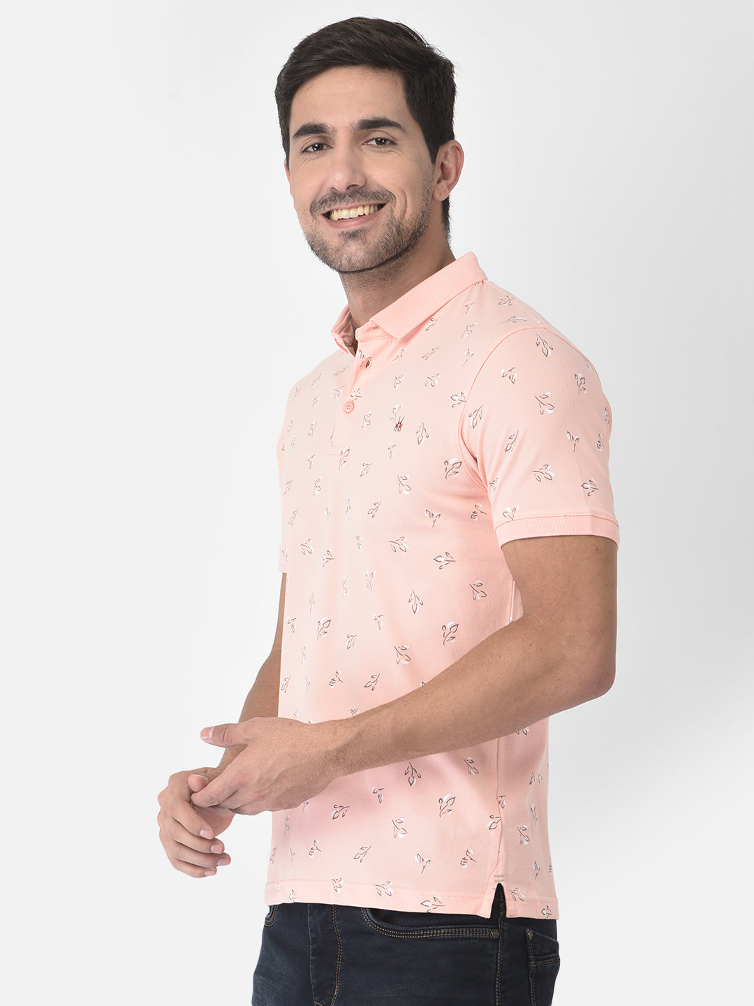 Pink Floral Polo T-Shirt - Men T-Shirts