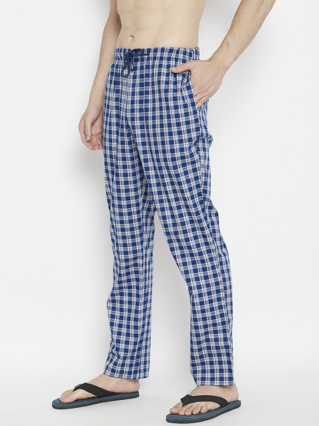 Blue Checked Smart Fit Lounge Pants - Men Lounge Pants