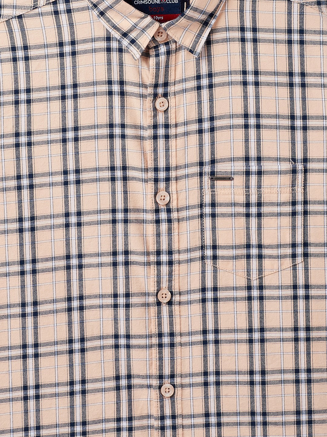 Peach Checked Casual Shirt - Boys Shirts