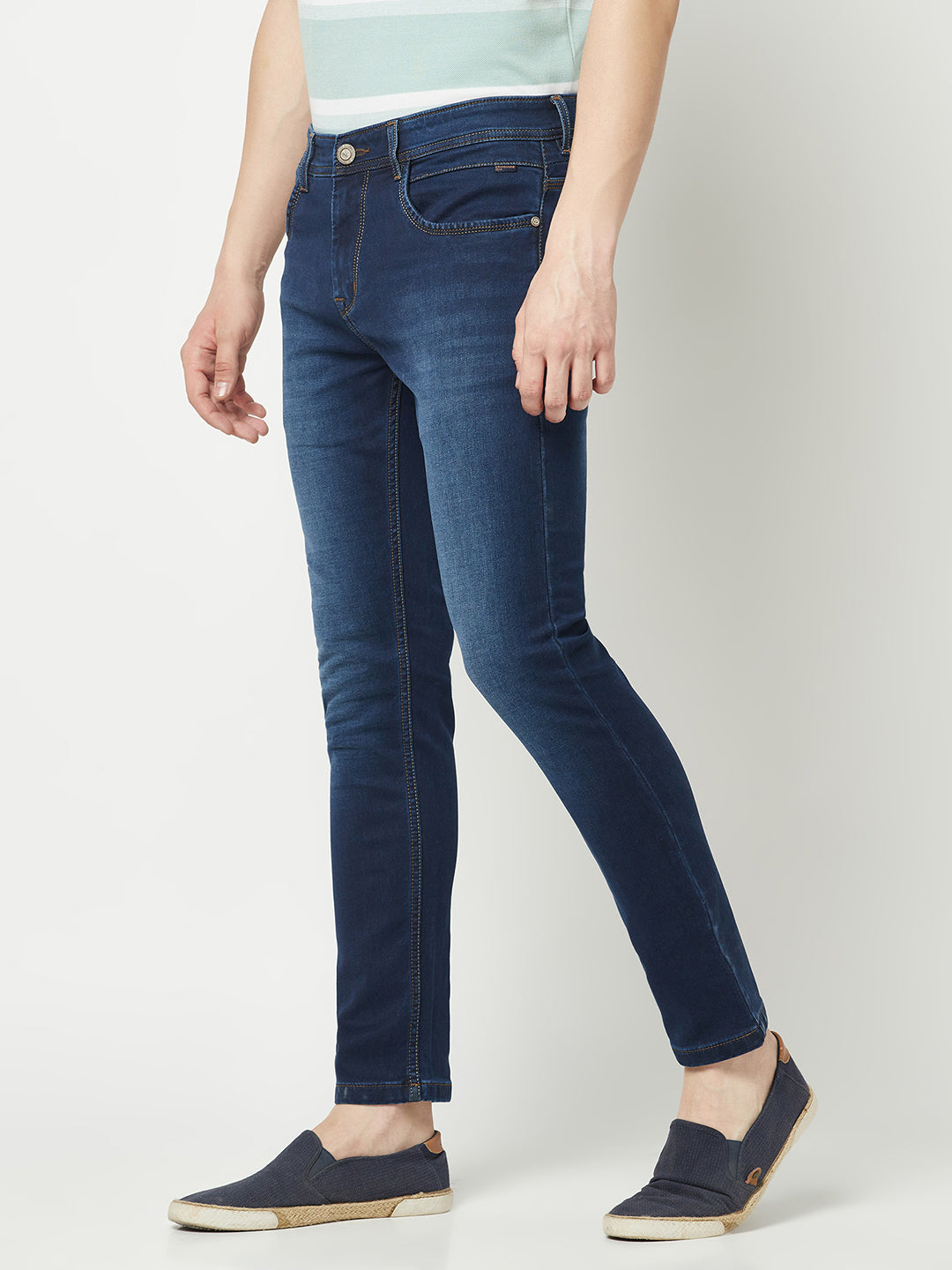  Navy Blue Light-Wash Jeans 