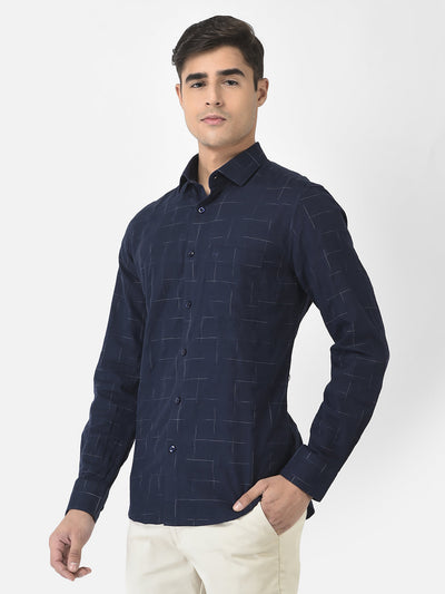  Navy Blue Shirt in Abstract Print