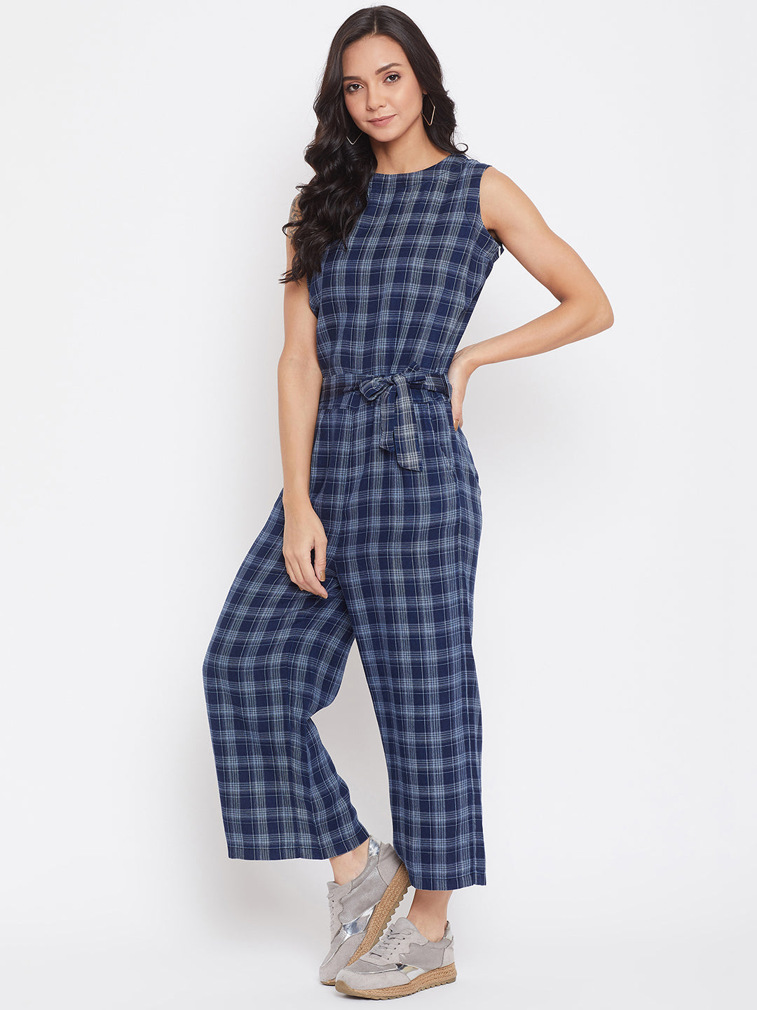 Checked Cotton Jumpsuit - Women Jumpsuits