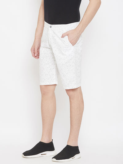 White Printed shorts - Men Shorts