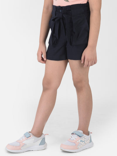 Navy Blue Bow-Tie Shorts - Girls Shorts