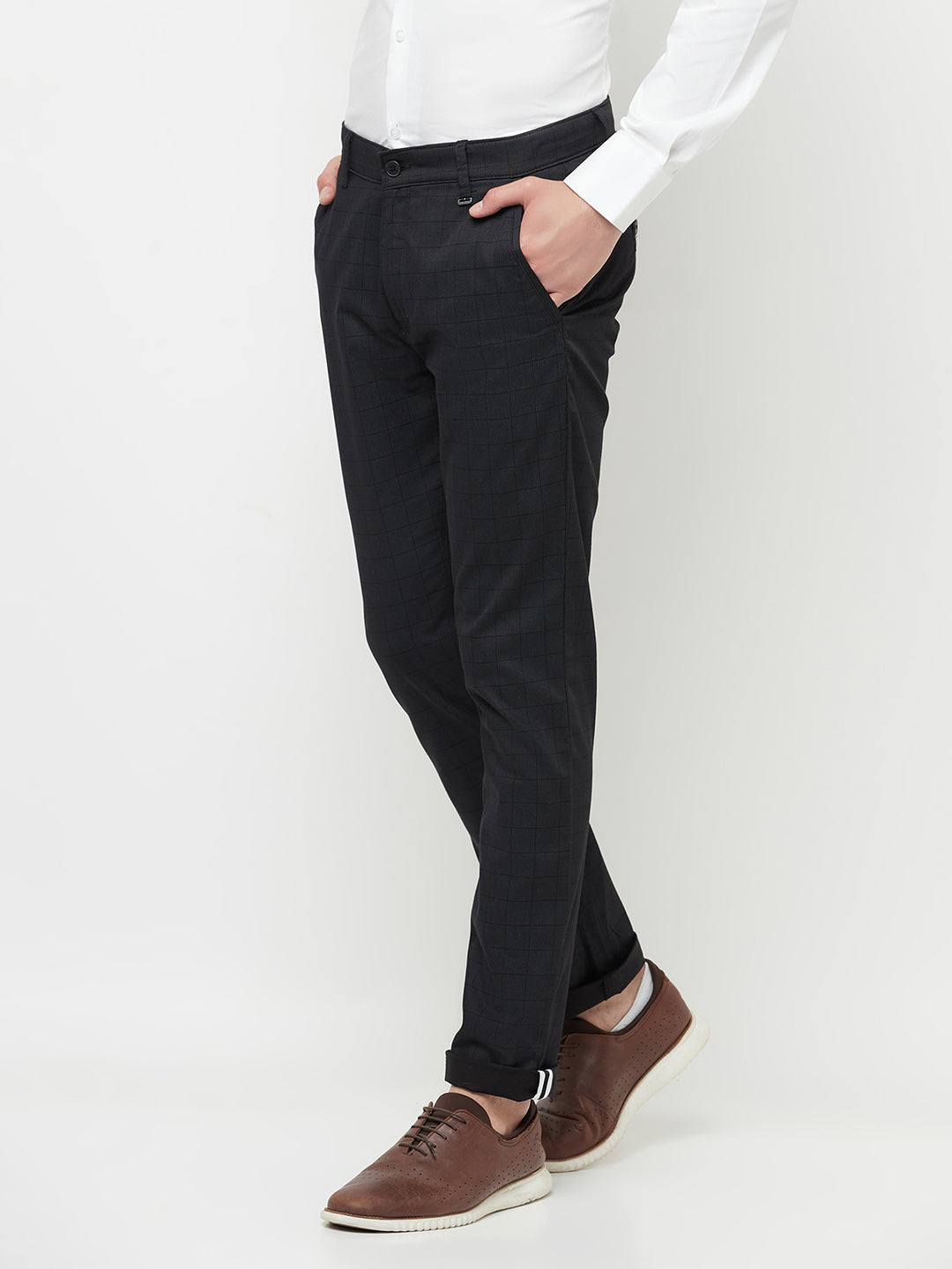 Black Checked Trousers - Men Trousers