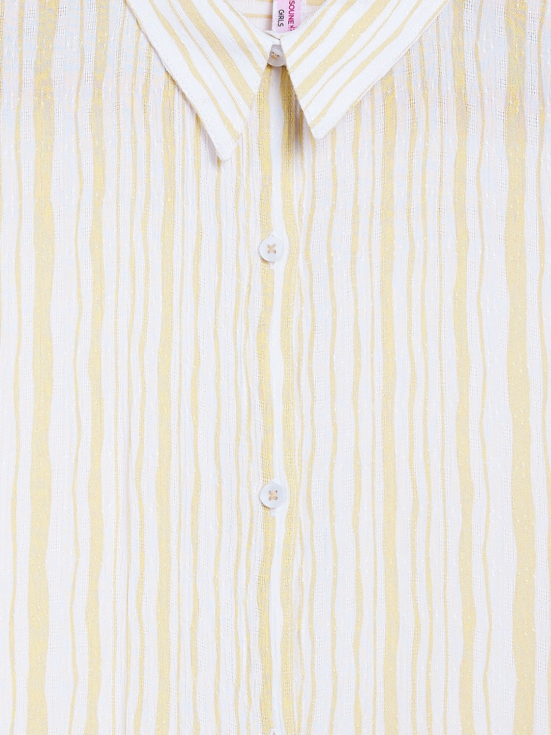 Beige Striped Waist Tie-Up Shirt - Girls Shirts
