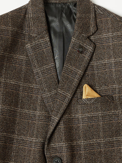 Brown Checked Single Breasted Blazer - Boys Blazer