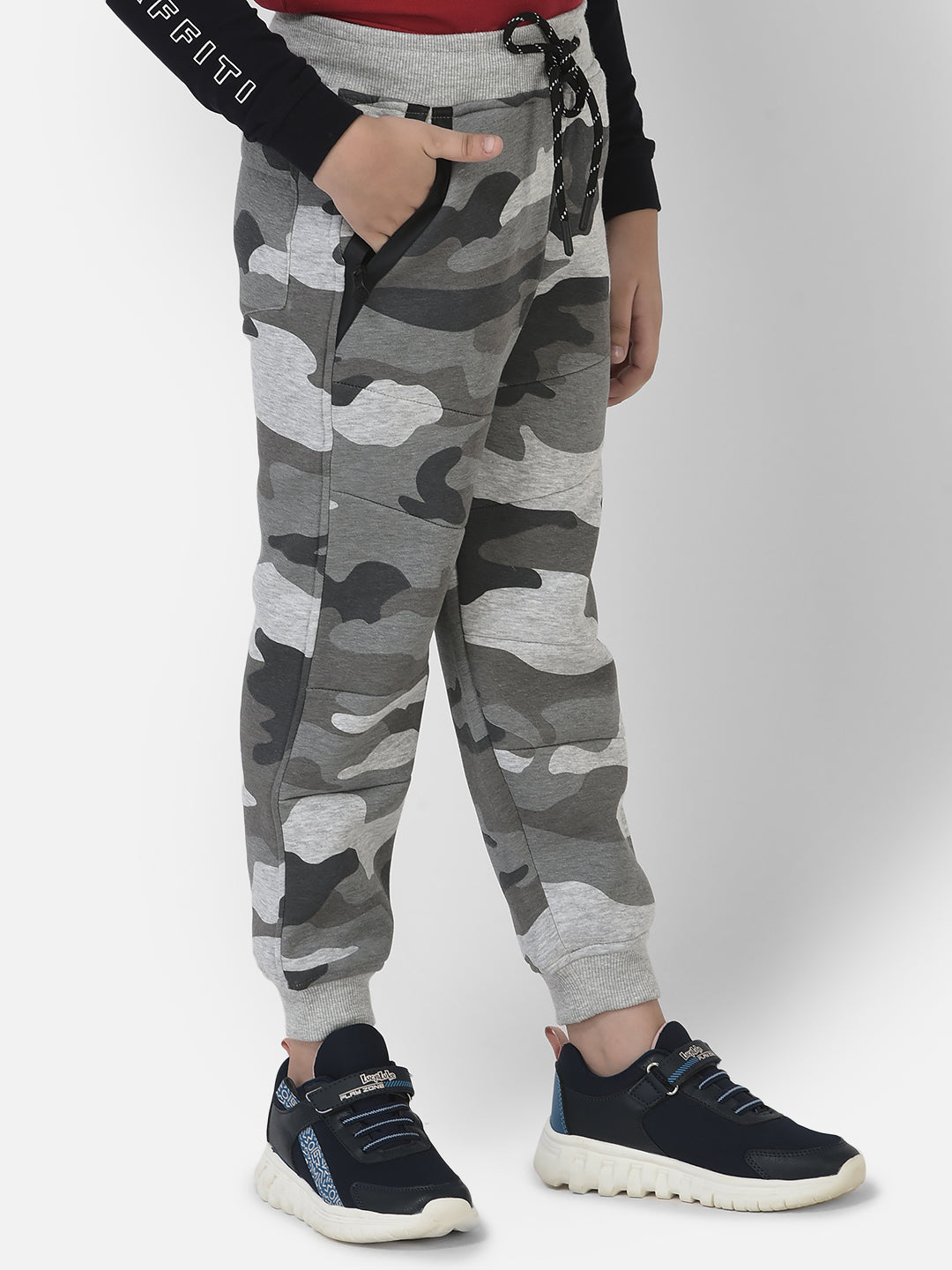 Grey Joggers in Camouflage Print 