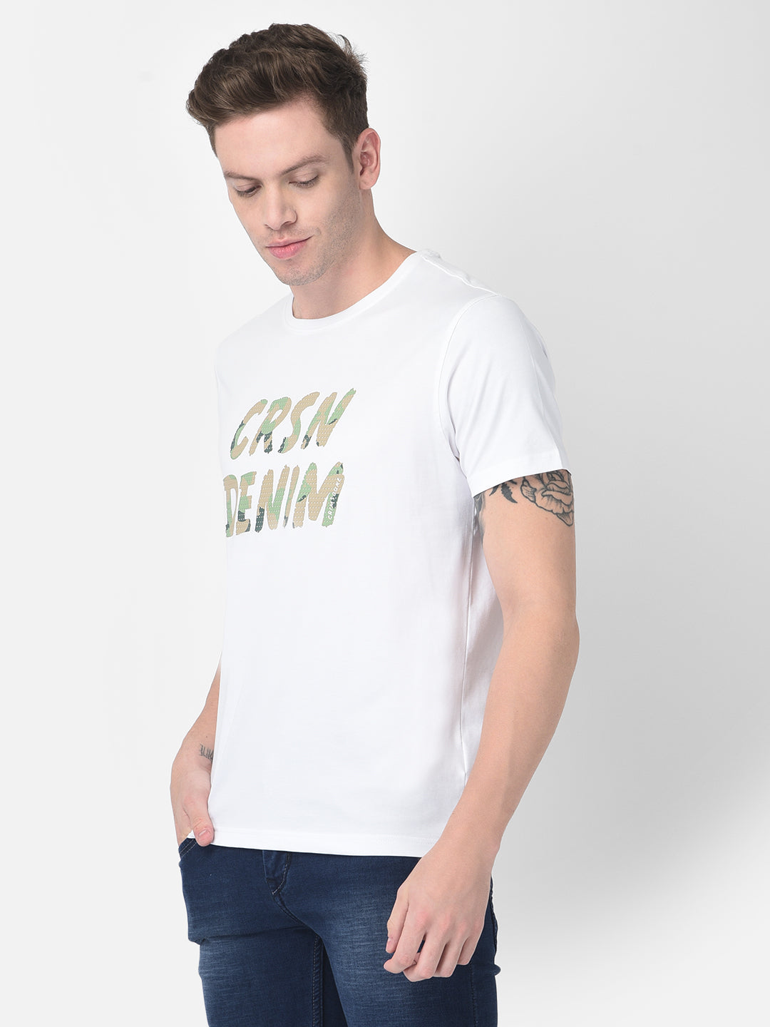 White Typographic Shirt-Men T-Shirts-Crimsoune Club