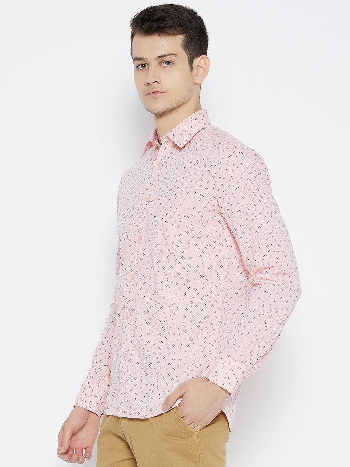 Pink Printed Slim Fit shirt - Men Shirts