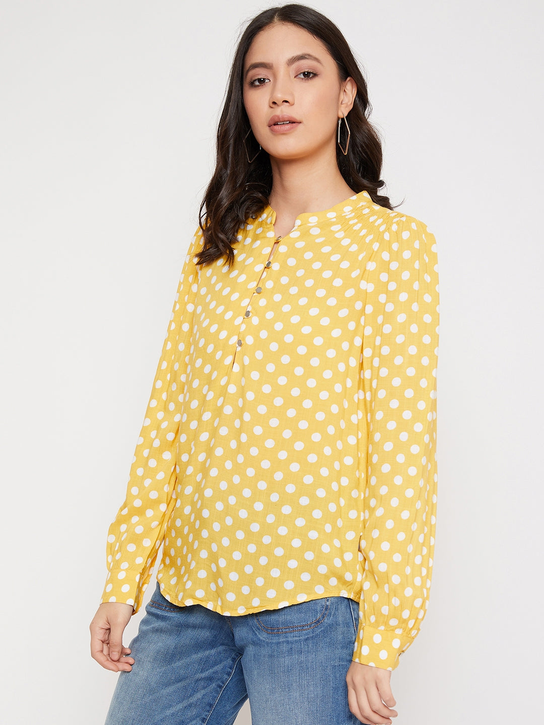 Yellow Polka Dots Tops - Women Tops