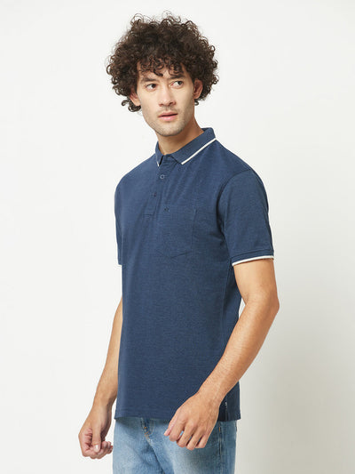  Blue Melange Polo T-Shirt