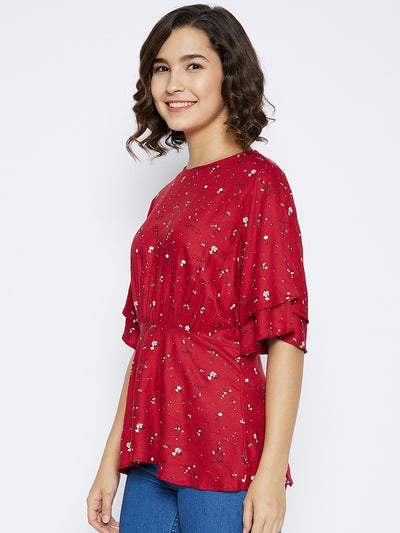 Red Floral Printed Top - Women Tops