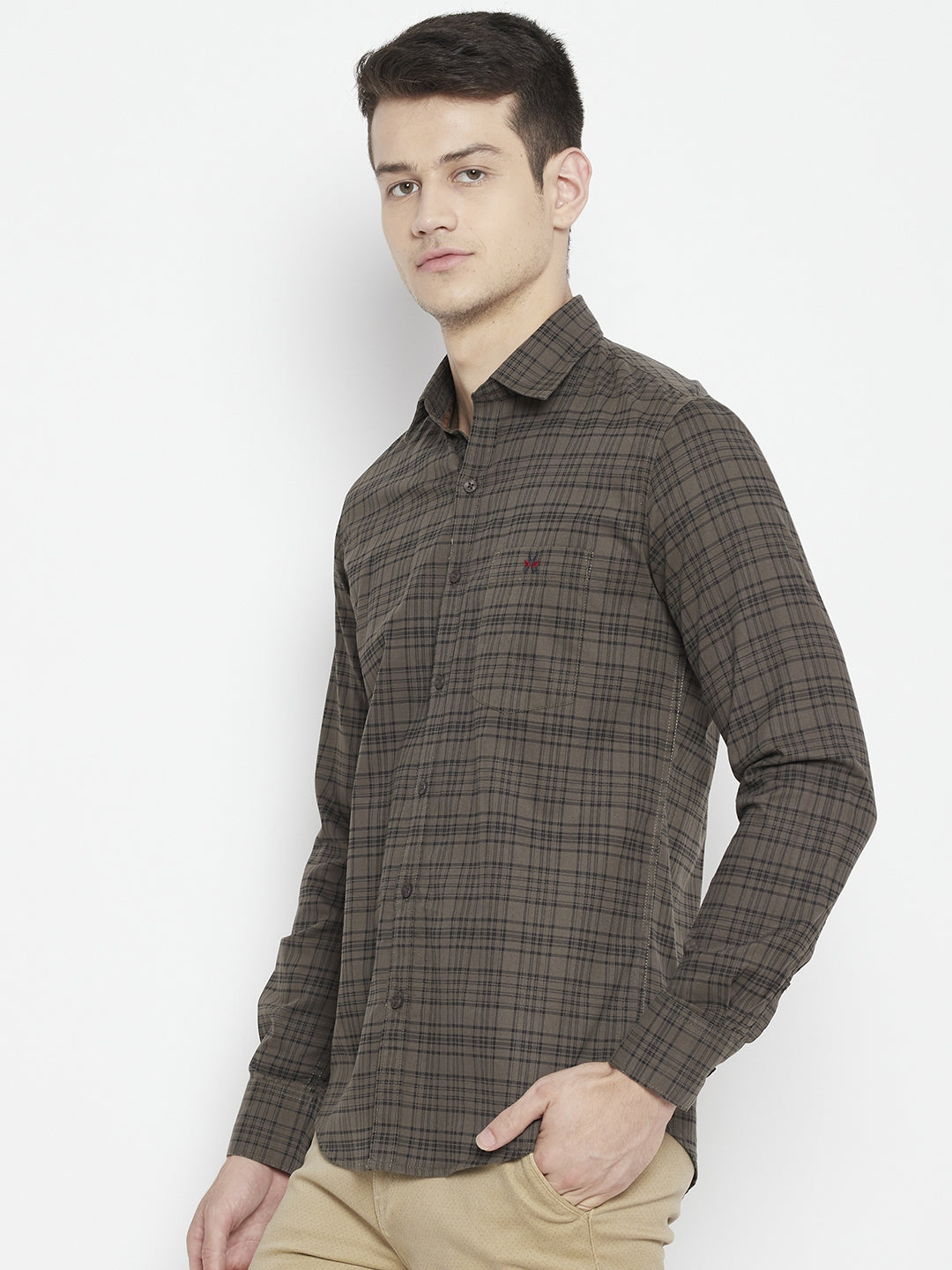 Brown Checked Slim Fit shirt - Men Shirts