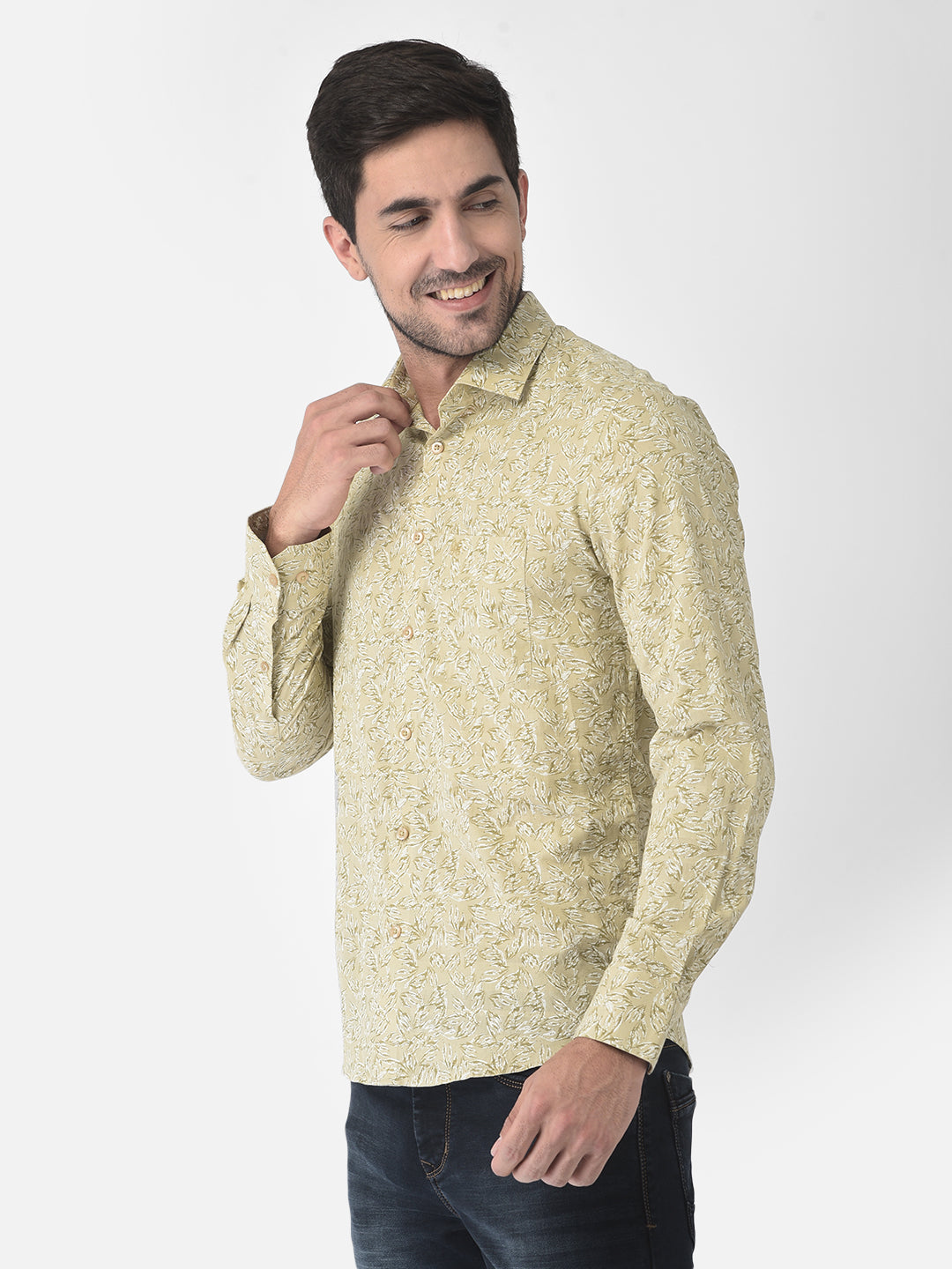 Beige Floral Shirt - Men Shirts