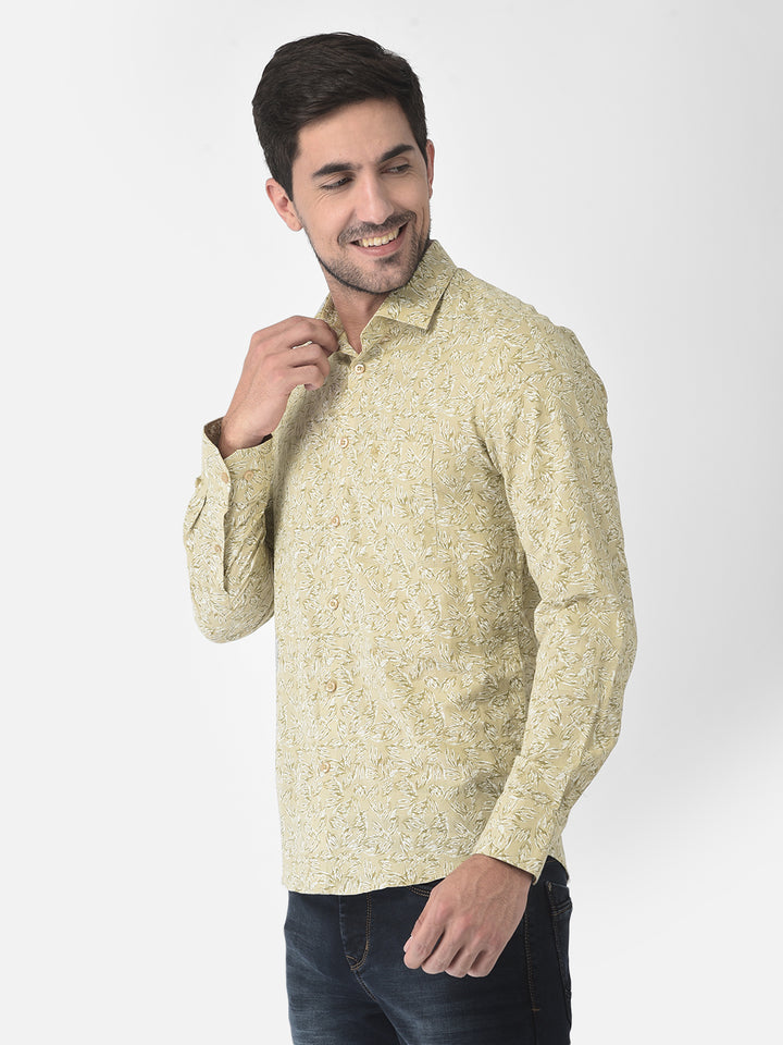 Beige Floral Shirt - Men Shirts