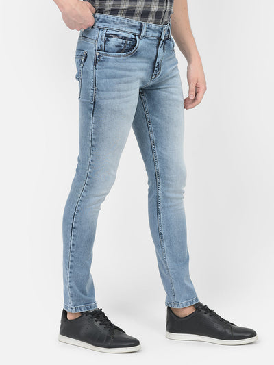  Stone-Washed Light Blue Jeans