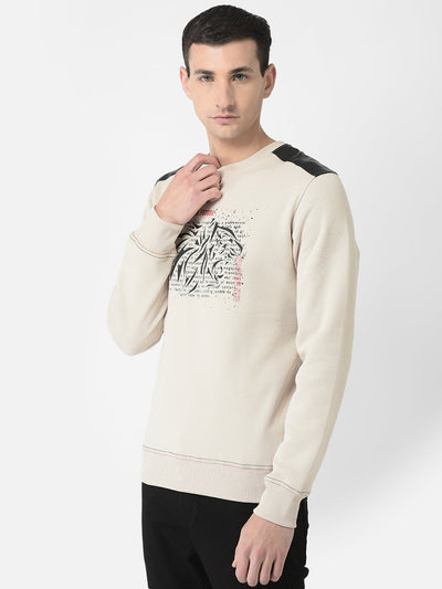  Beige Lion Graphic Sweatshirt