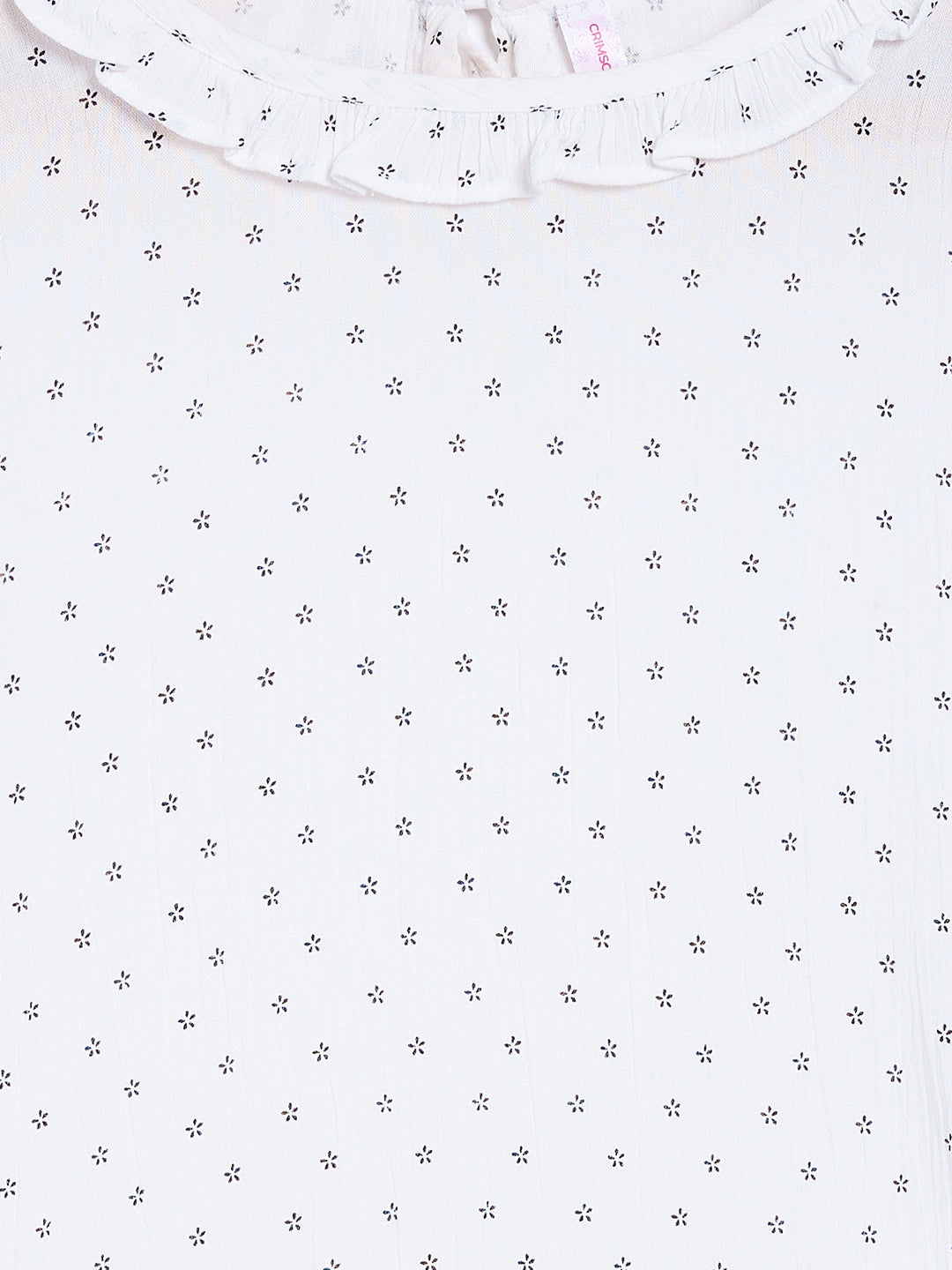 White Printed Flared SleeveTop - Girls Tops