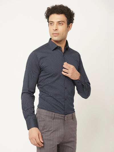 Navy Blue Dot Print Shirt