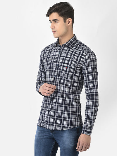  Navy Blue Shirt in Tartan Checks