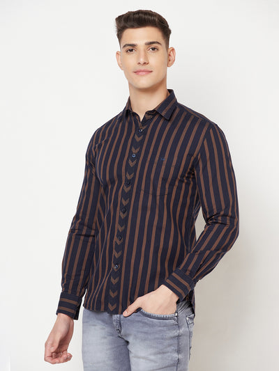 Navy Blue Striped Shirt - Men Shirts