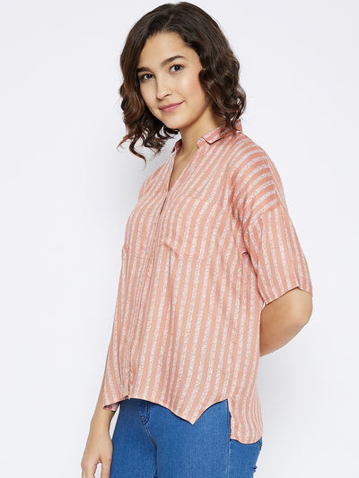 Peach Striped Top - Women Tops