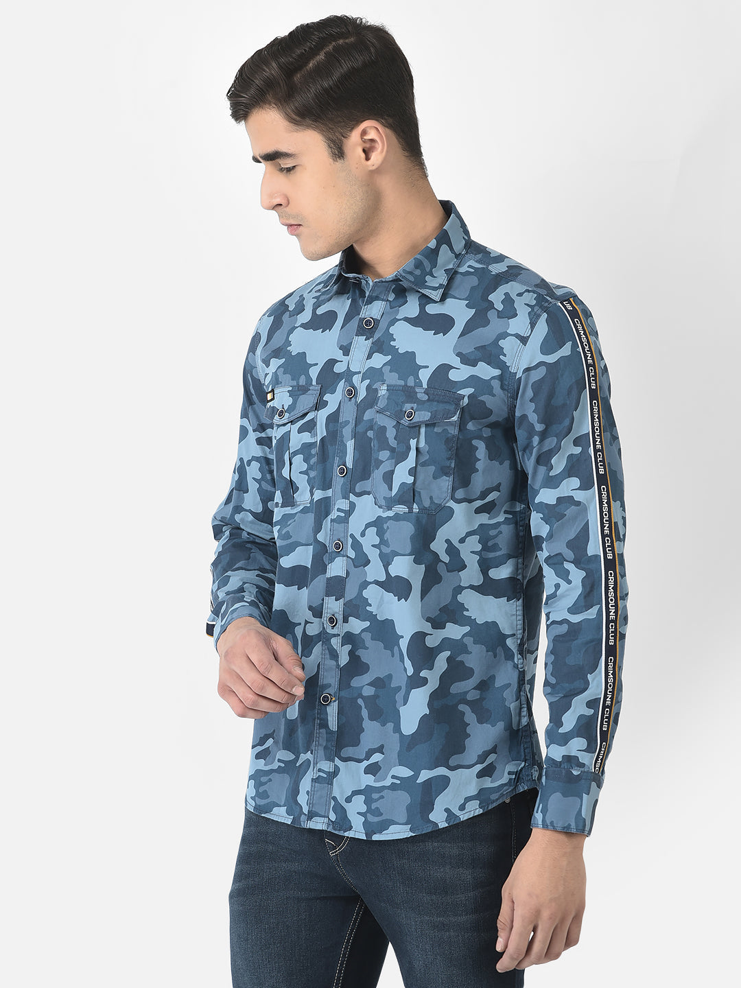  Shirt in Blue Camouflage Print 