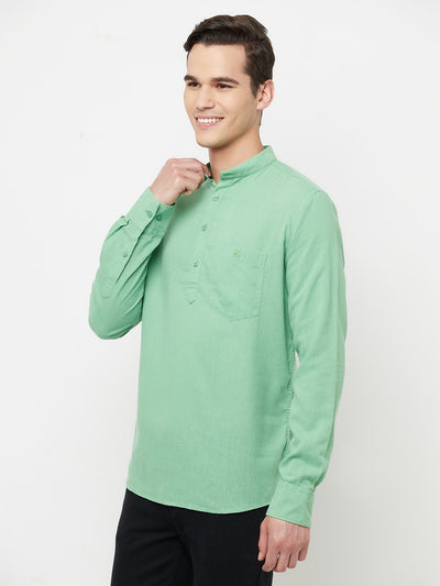 Green Casual Kurta - Men Kurtas