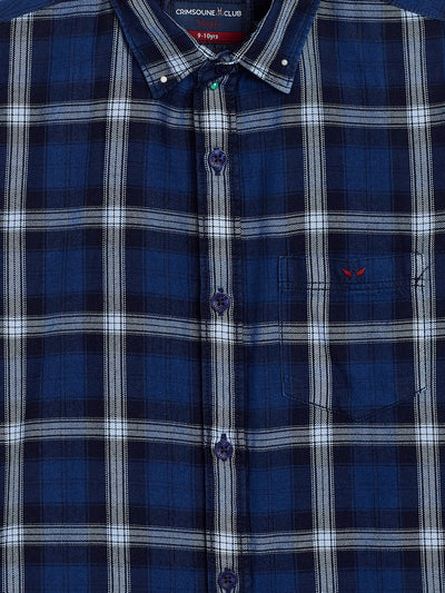 Navy Blue Checked Causal Shirt - Boys Shirts