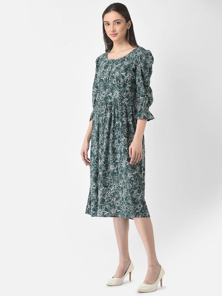  Green Floral Peplum Dress