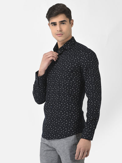  Navy Blue Shirt in Blended Cotton 