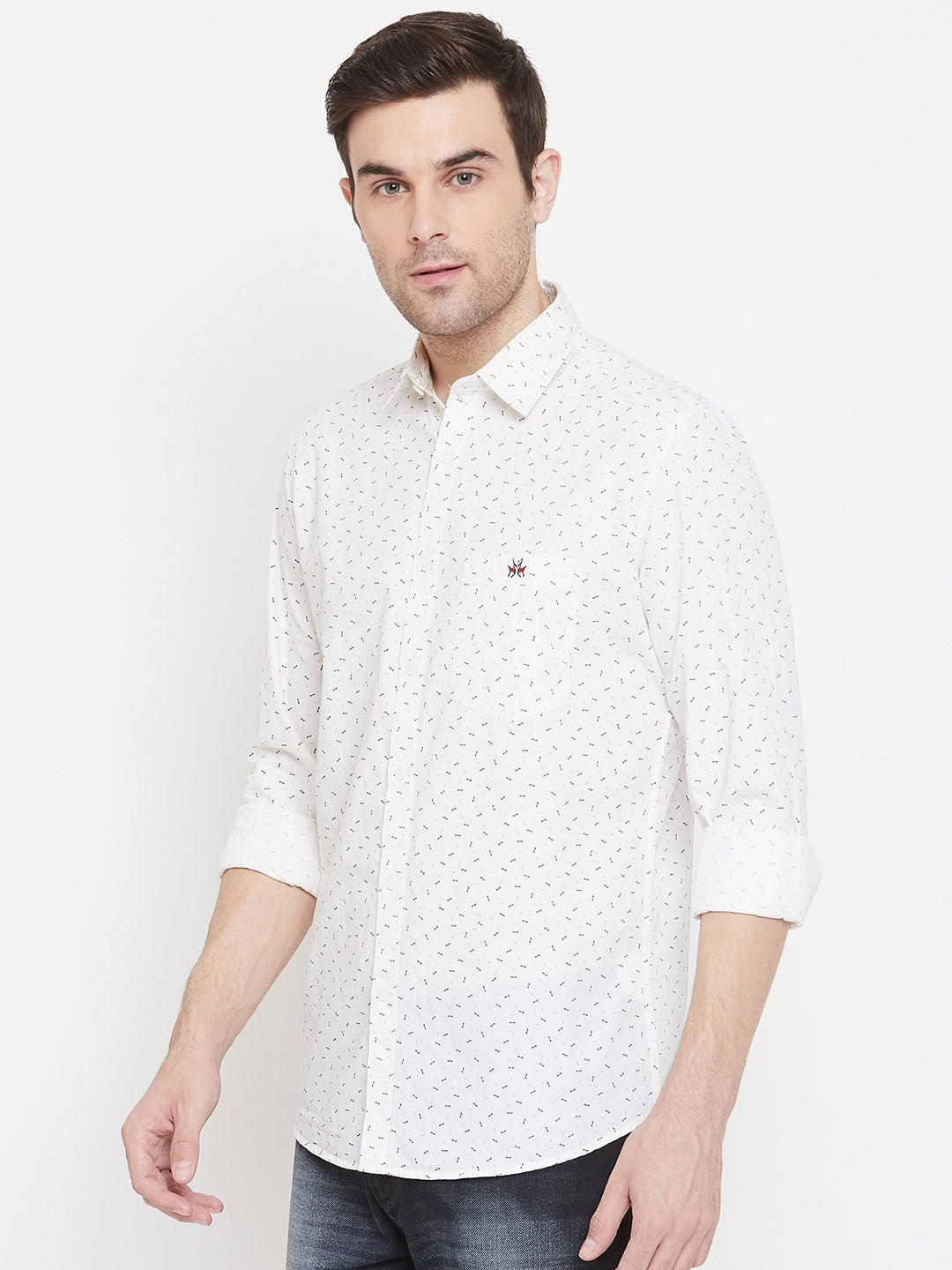 Printed White Button up Shirt - Men Shirts