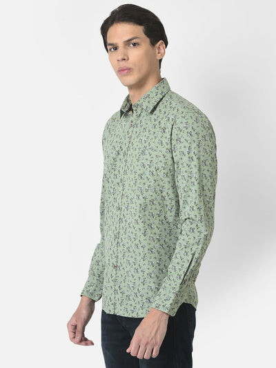 Tea Green Shirt in Floral Print 